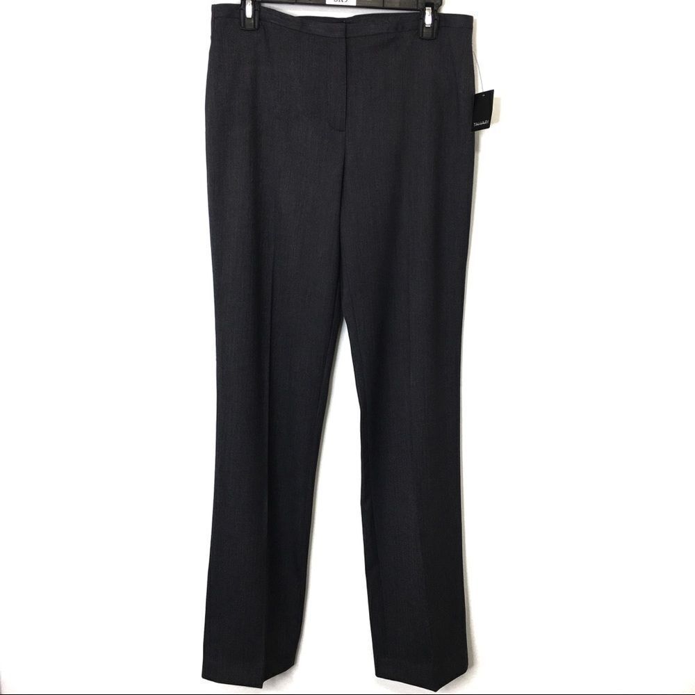Tahari Womens Size 6 Charcoal Gray Terry Straight Dress Pants NWT Career Work